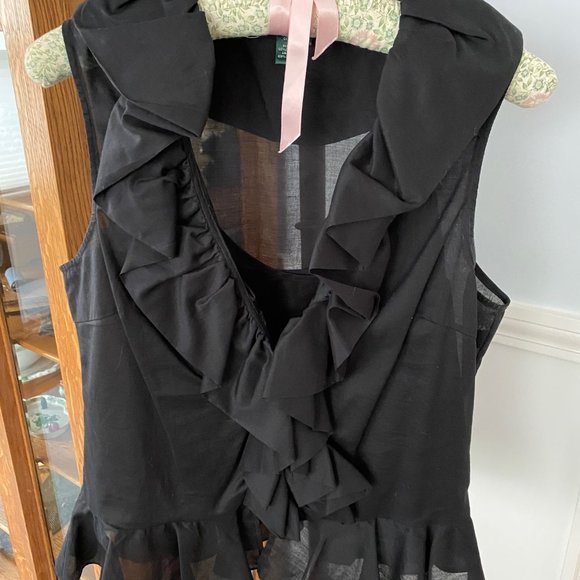 Ralph Lauren black ruffle blouse - Picture 1 of 3